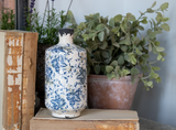 Tall Transferware Blue and White Vase (3 Patterns)